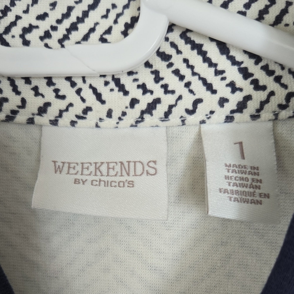 Chico's Weekends Navy & White Patterned Knit Vest Size 1 Unisex - Picture 3 of 7